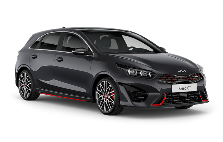 Side view of the Kia Ceed GT and shots of its interior and front grille