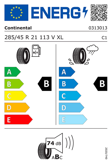 Étiquetage des pneus Kia - continental-0313013-285-45R21