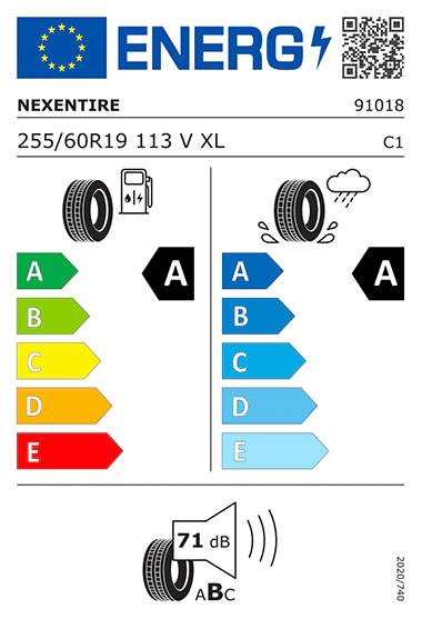 Étiquetage des pneus Kia - nexentire-91018-255-60R19