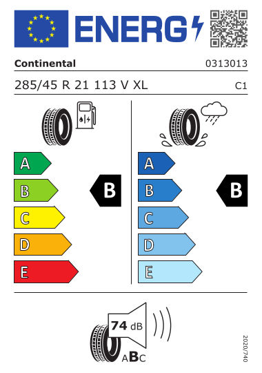 Kia Tyre Label  - continental-0313013-285-45ZR21