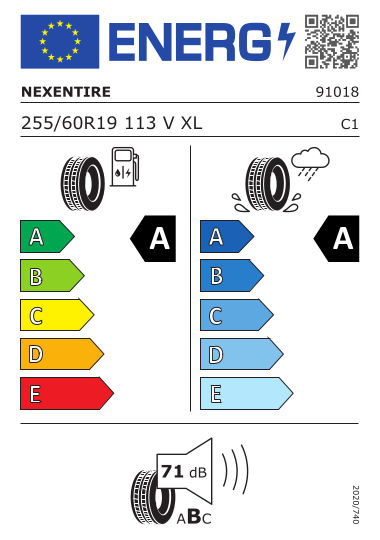 Kia Tyre Label - nexen-91018-255-60R19