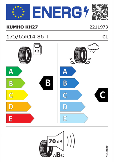 Étiquetage des pneus Kia  - kumho-2211973-175-65R14