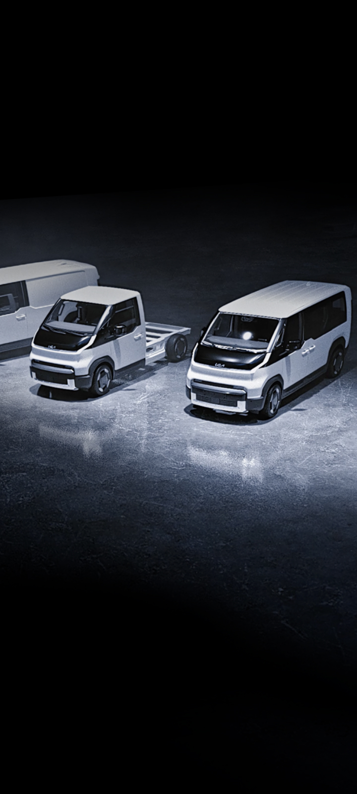 Front angled view of four Kia PBV models lineup