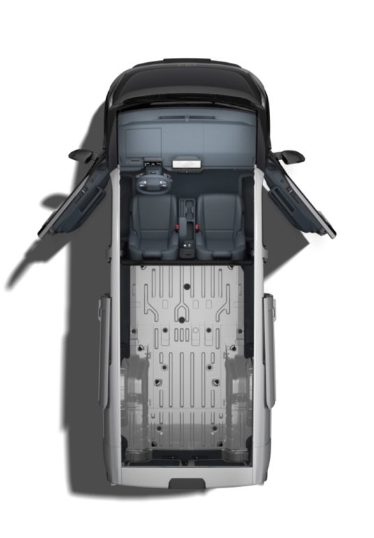 Top view of the Kia PV5 Cargo showing a single side sliding door