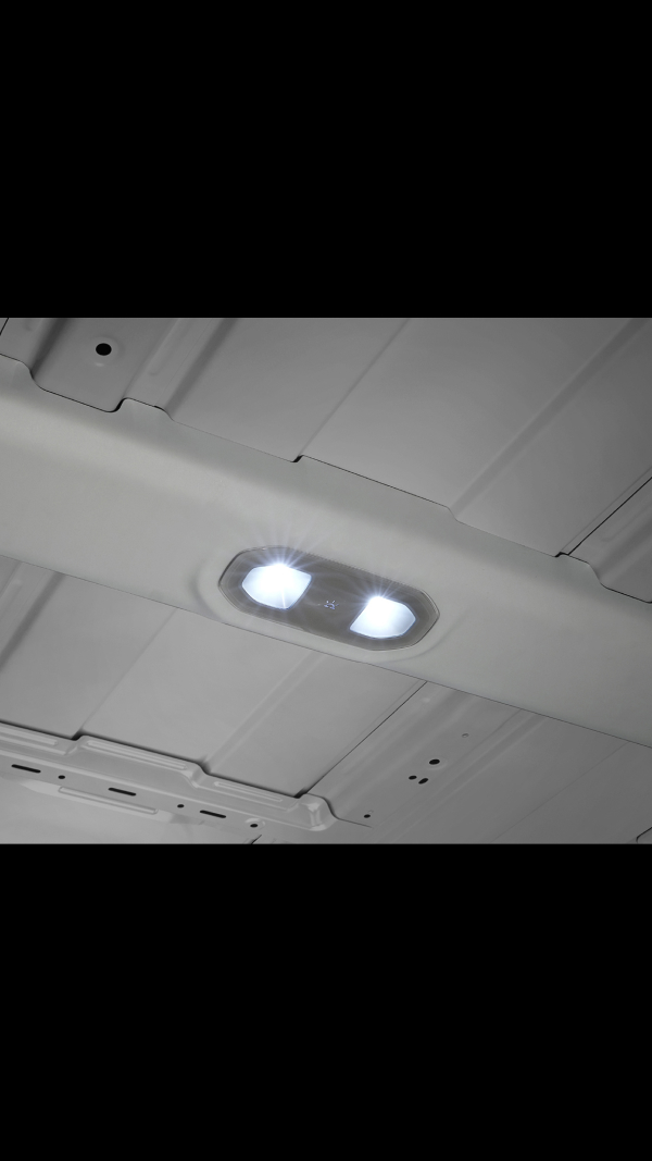 Close-up of the Kia PV5 Cargo interior ceiling light