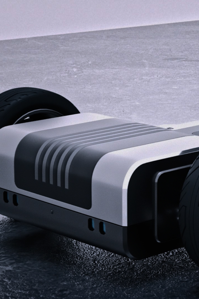 Kia PV5 electric vehicle platform with chassis and wheels