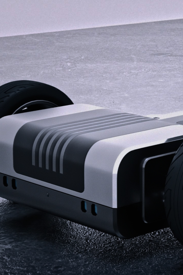 Kia PV5 electric vehicle platform with chassis and wheels