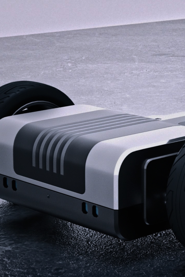 Kia PV5 electric vehicle platform with chassis and wheels