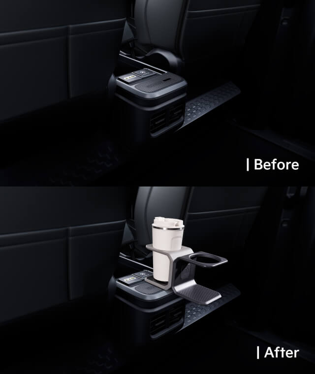 Close-up view showing the AddGear with and without a cup holder mounted