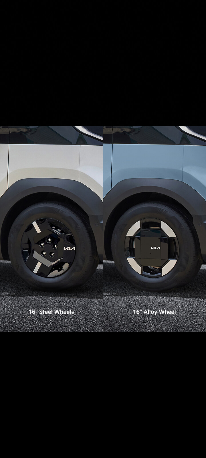 Side view of the Kia PV5 Passenger showing wheel