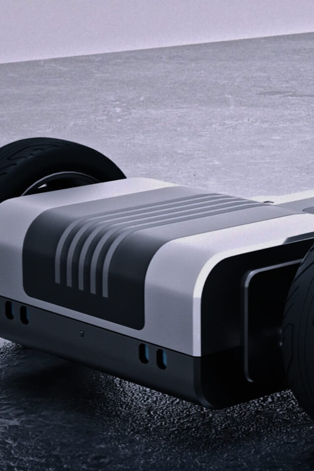 Kia PV5 electric vehicle platform with chassis and wheels