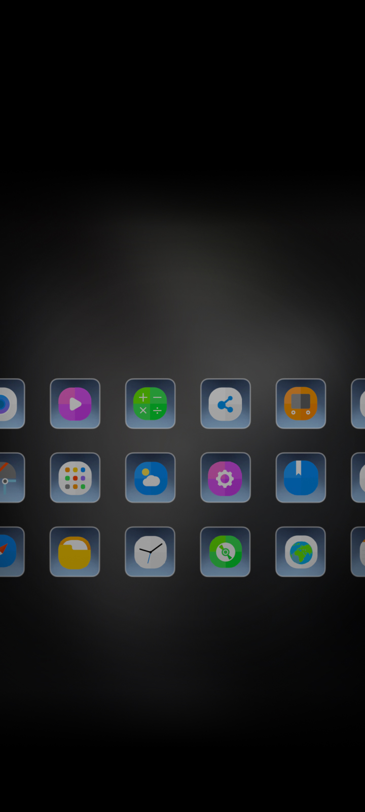 Grid of colourful app icons arranged in multiple rows on a dark background