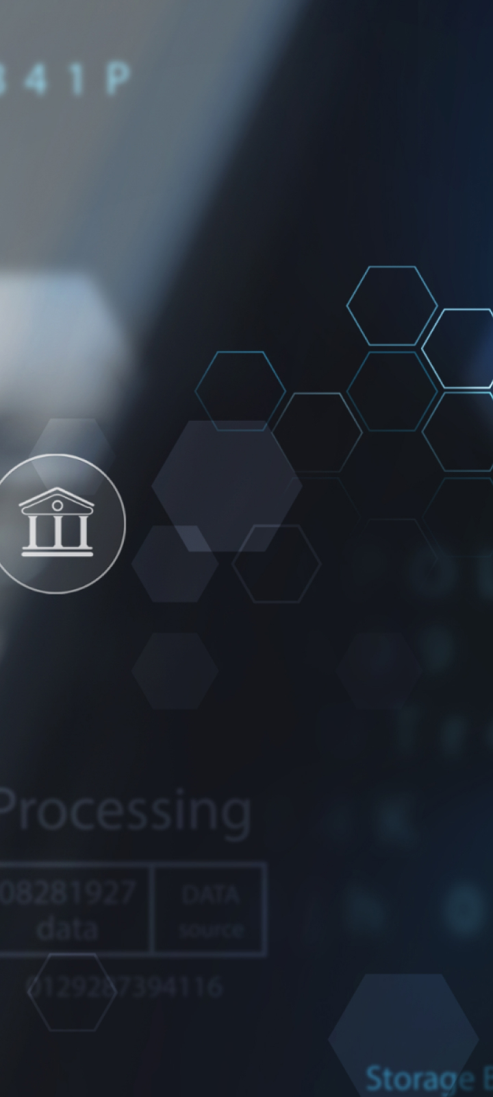 Finger touching a fingerprint scanner graphic surrounded by digital security icons