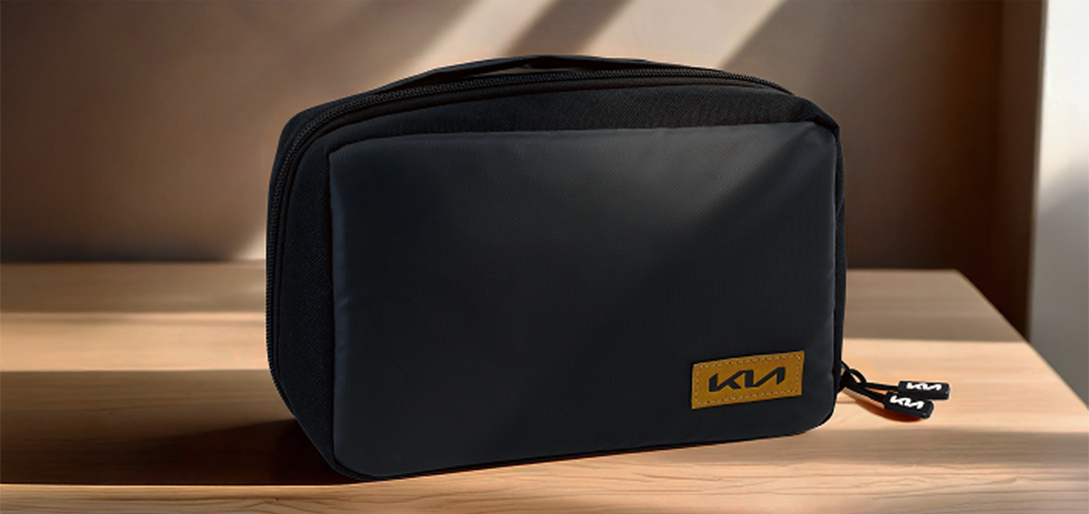 Kia tech pouch on a table