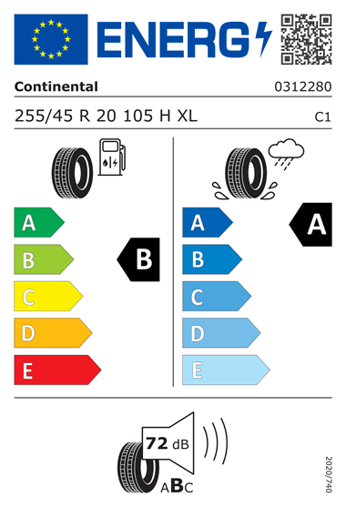 Kia Tyre Label - continental-255-45R20