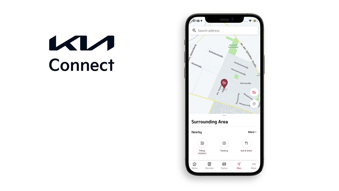 Mobiltelefon zeigt Kia Connect App