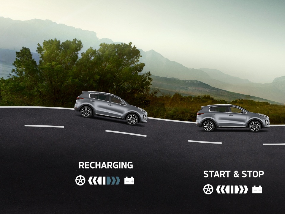 kia mild hybrid energy flow for coasting, recharging, stop & start
