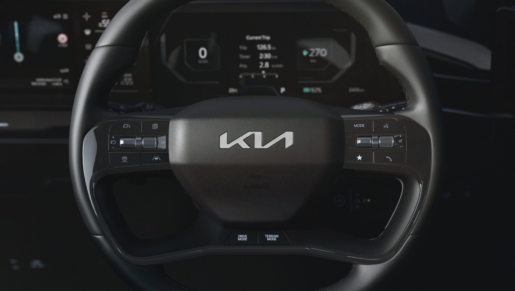 Steering wheel with illuminated Kia emblem*