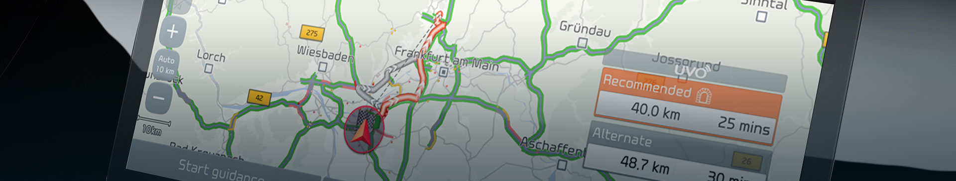 Navigatore di un’auto Kia con le mappe aggiornate per 7 anni.