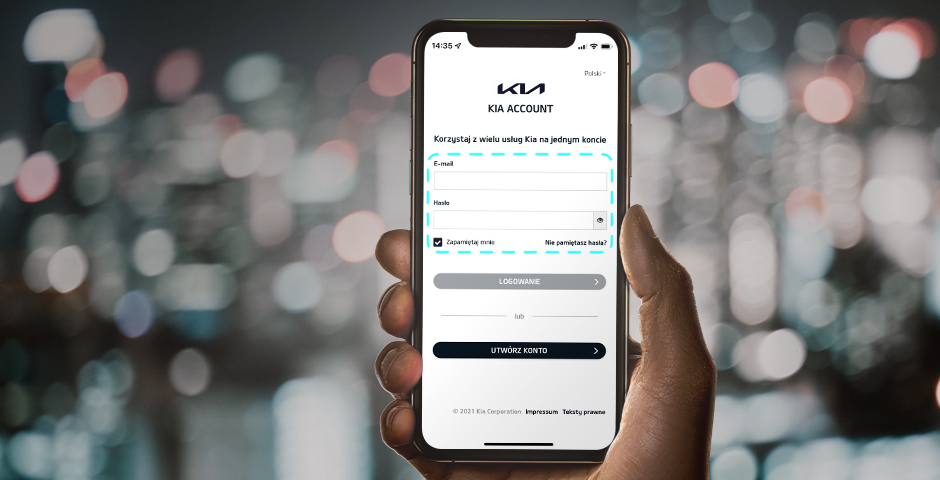 Zaloguj się do Kia Connect przy pomocy Konta Kia 