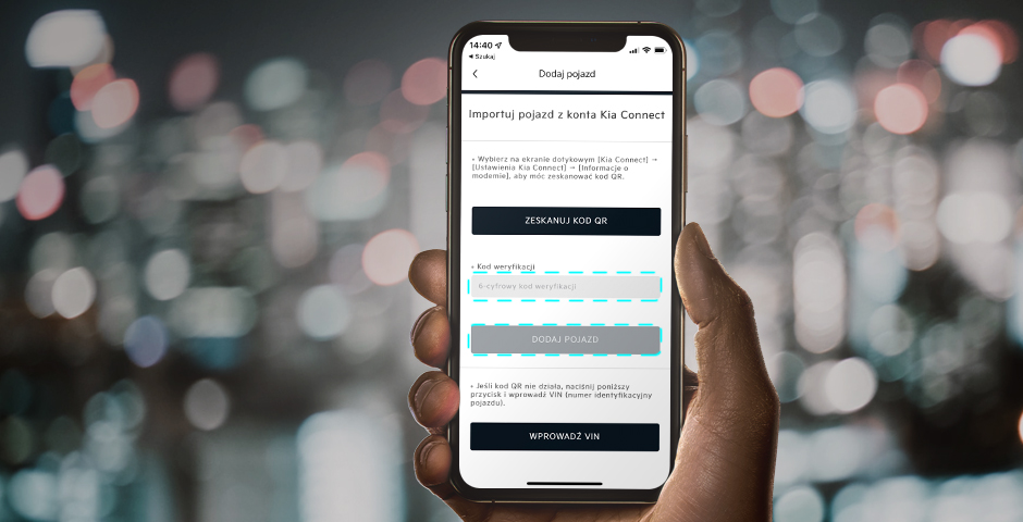 System wygeneruje 6-cyfrowy kod weryfikacyjny. Wprowadź go i kliknij „Dodaj pojazd”.