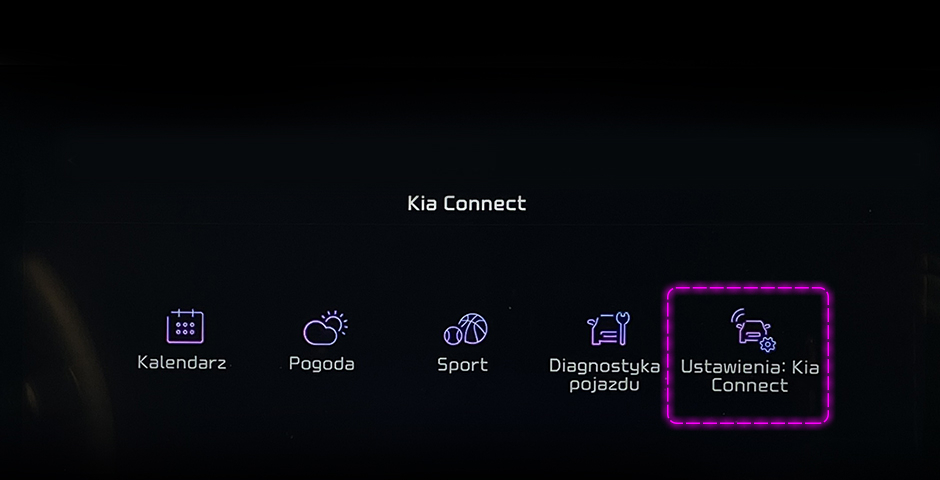 Kliknij „Ustawienia Kia Connect”.
