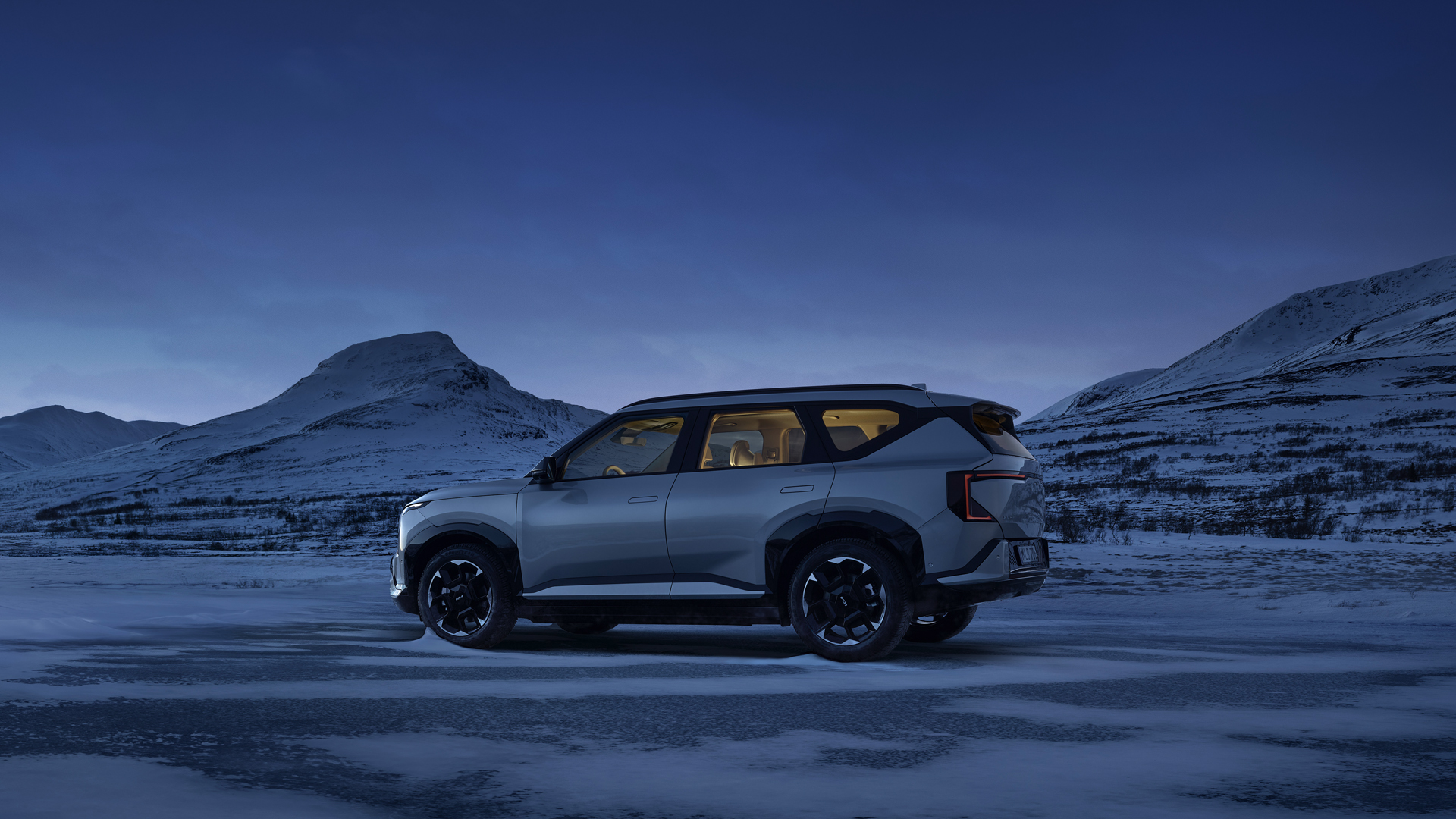 Kia EV5 i vinterlandskap