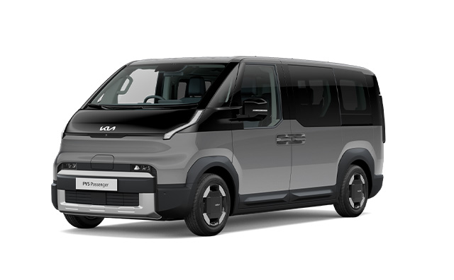 Full front-side view of the blue Kia PV5 Passenger
