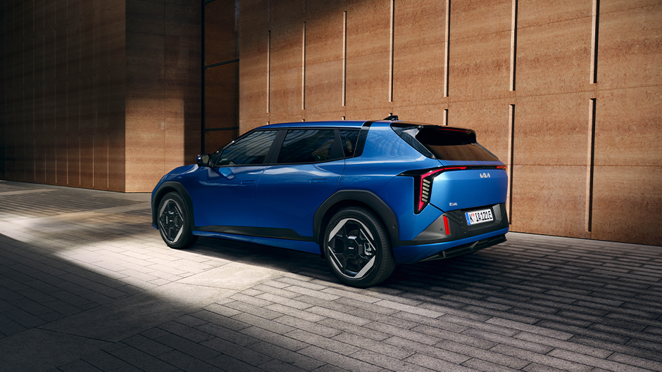 The Kia EV4 in Blue Flame
