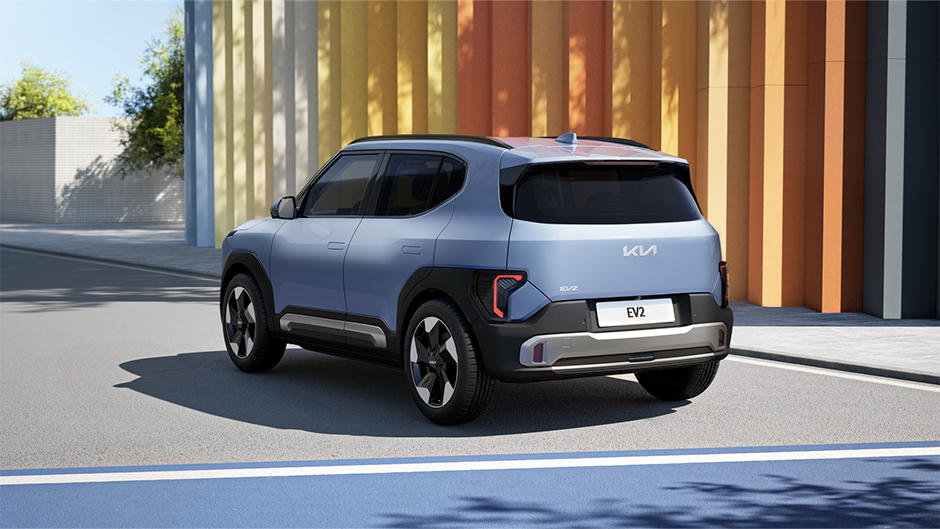 The rear of the Kia EV2 