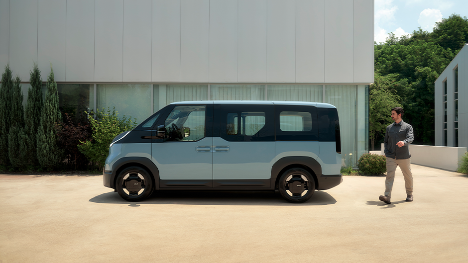 The Kia PV5 Passenger in Frost Blue